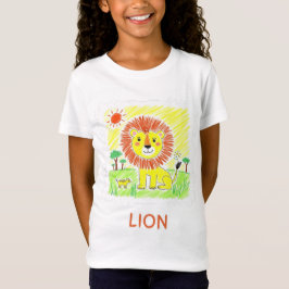 Camiseta Leão de Cartoon Bonito - Crianças Arte Animal