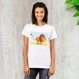 Camiseta Leão de Cartoon Engraçado no Animal Safari Sol