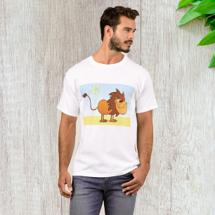 Camiseta Leão de Cartoon Engraçado no Animal Safari Sol