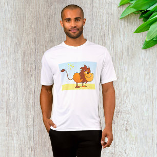 Camiseta Leão de Cartoon Engraçado no Animal Safari Sol