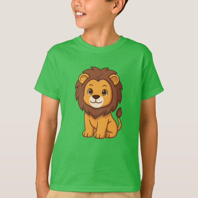 Camiseta Leão de desenho animado fofo (Frente)