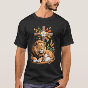 Camiseta Leão de Judá Cordeiro de Deus Cruz Cristã Fé Wo