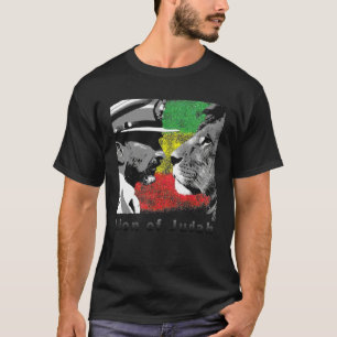 Camiseta Leão de Judá Haile Selassie I com bandeira do regg