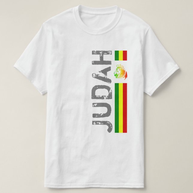 Camiseta Leão de Judá RASTA | Vermelho Dourado Verde (Frente do Design)