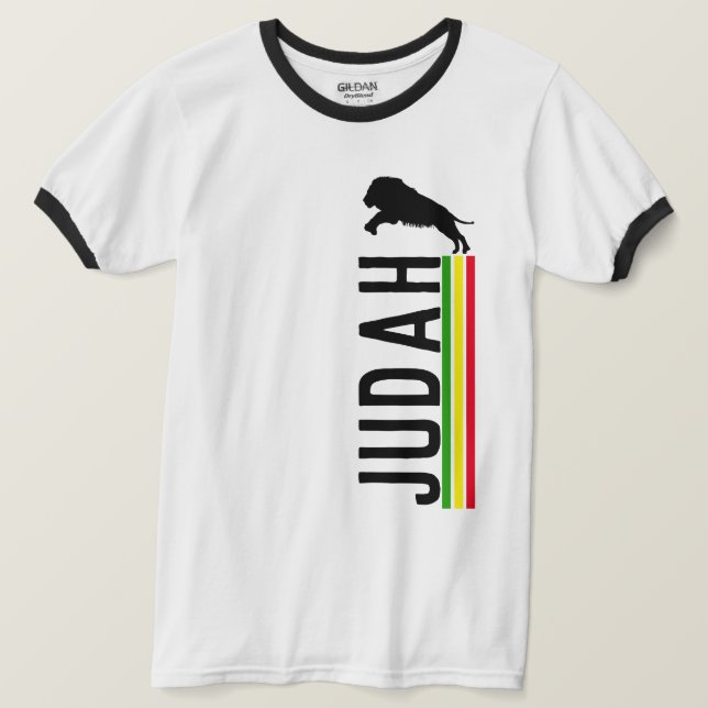 Camiseta Leão de Judá RASTA | Vermelho Dourado Verde (Frente do Design)