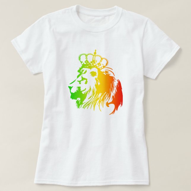 Camiseta Leão de Judá RASTA | Vermelho Dourado Verde (Frente do Design)