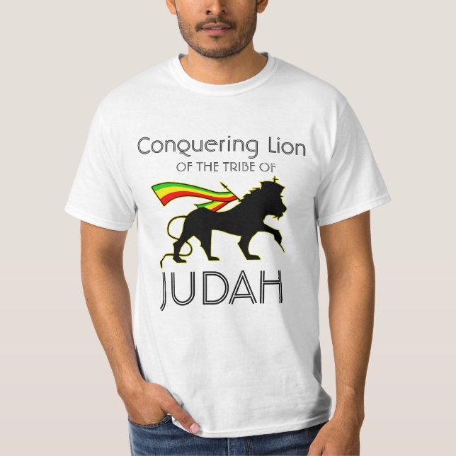 Camiseta Leão de Judá RASTA | Vermelho Dourado Verde (Frente)