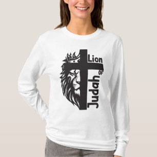 Camiseta Leão de Judah Bold Half Lion Half Cross Christian