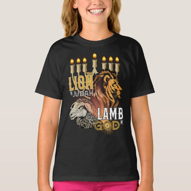 Camiseta Leão de Judah Lamb da Camisa-T de Deus (Frente)