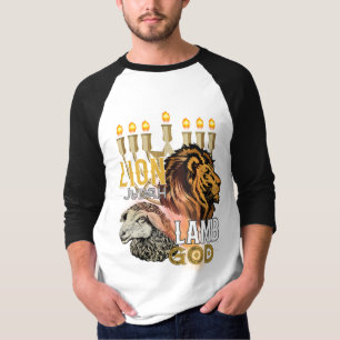 Camiseta Leão de Judah Lamb da Capa 3/4 de Deus