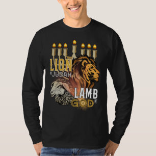 Camiseta Leão de Judah Lamb de Deus Capa Longa de Homens