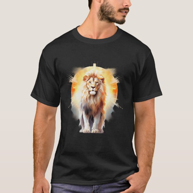 Camiseta Leão De Judah Lion Cruzando A Fé Cristã Jesus Heb (Frente)