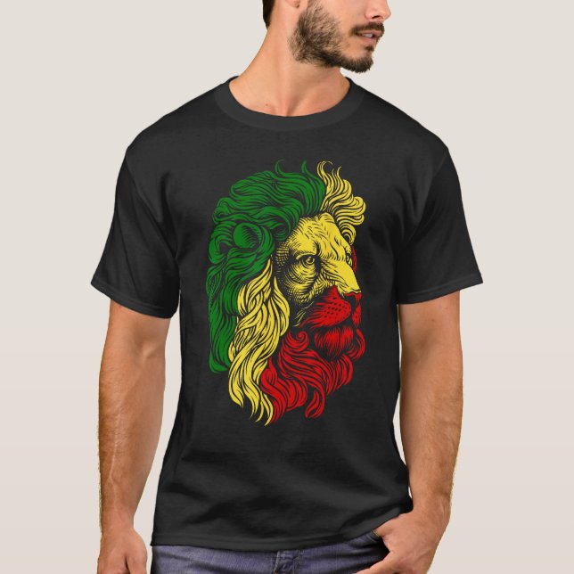 Camiseta Leão de Judah Rasta Reggae Design (Frente)