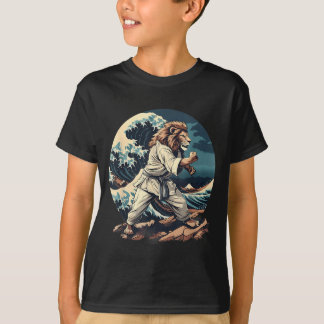 Camiseta Leão de Kickboxing Ondas de Taekwondo Jiu-Jitsu Mm