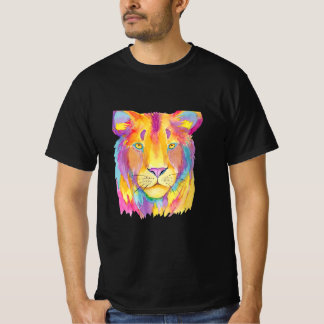 Camiseta Leão de Leão de Arte Colorido design