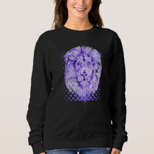 Camiseta Leão de Leão legal Retro de Meia-Tonalidade Roxo R