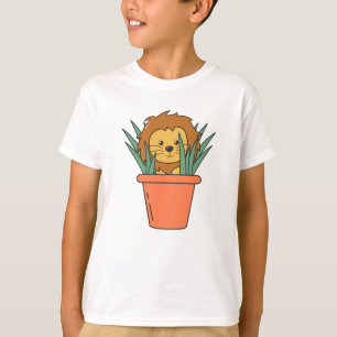 Camiseta Leão De Leão Potente Em Verde De Flor Familiar