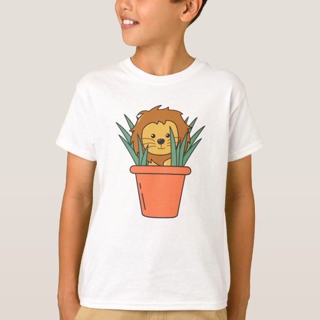 Camiseta Leão De Leão Potente Em Verde De Flor Familiar (Frente)