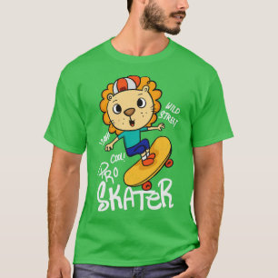 Camiseta Leão De Patinador Desenhado À Mão Bonita