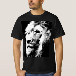 Camiseta Leão de Pop-Arte Moderno Rosto Elegante Masculino