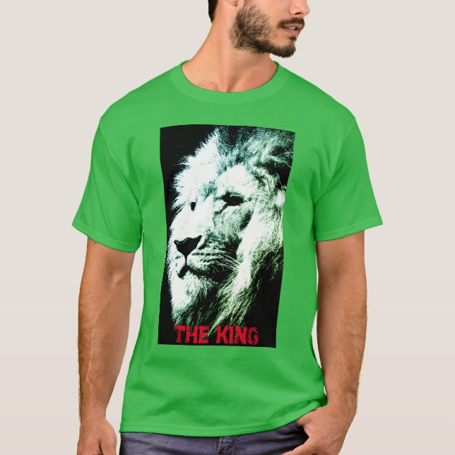 Camiseta Leão de Pop de Arte Verde de Shamrock Moderno Eleg (Frente)