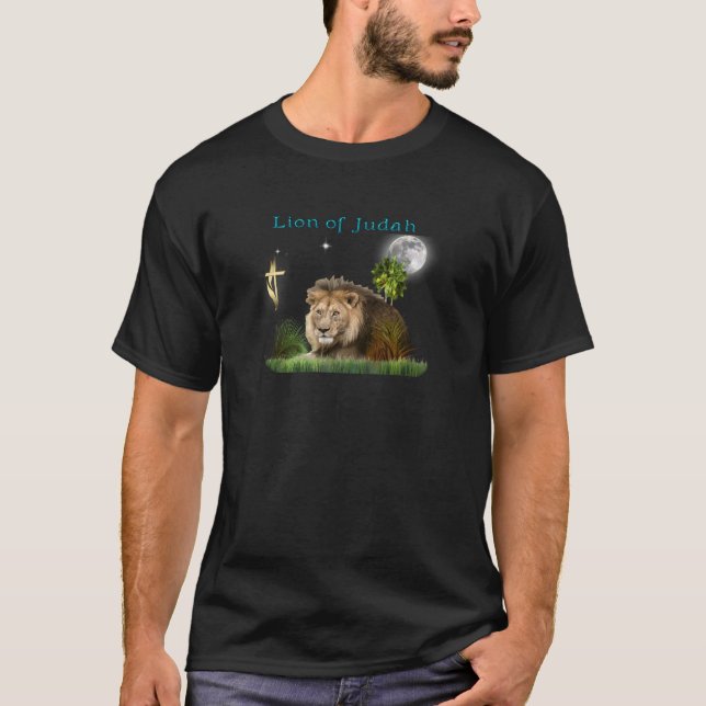 Camiseta Leão de presentes e roupas cristãs de Judah (Frente)