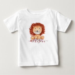 Camiseta Leão desenhado à mão personalizado para crianças f