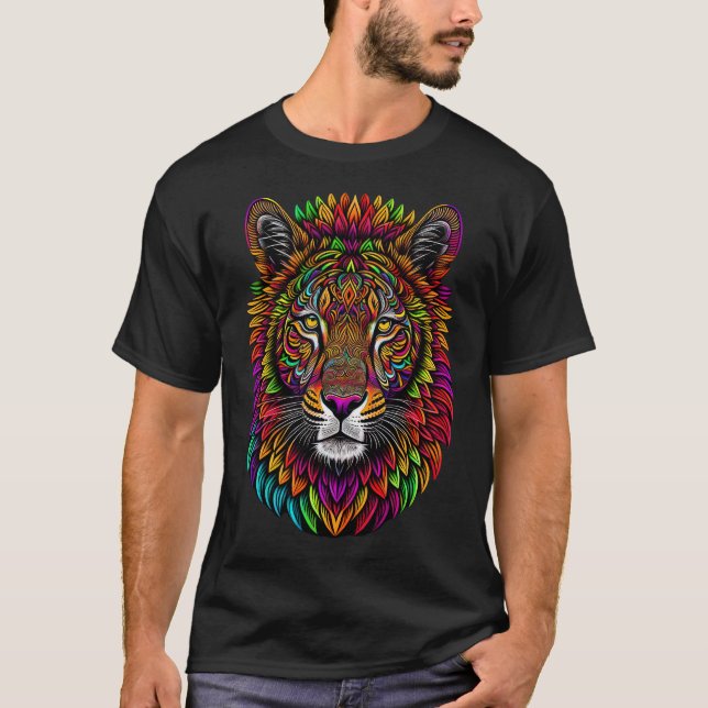 Camiseta Leão Desenhado Coloridamente (Frente)