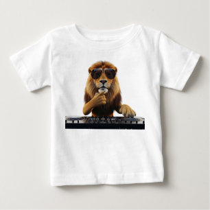 Camiseta Leão DJ Legal com Óculos de Sol Misturando Música 