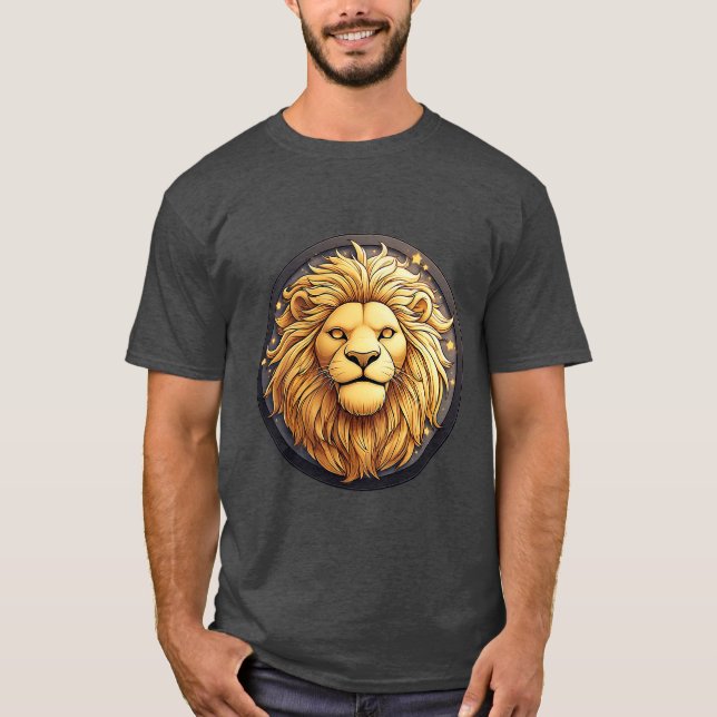 Camiseta Leão Dourado Dentro do Círculo Cósmico (Frente)