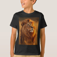 Camiseta Leão Dourado Majestoso ao Pôr do Sol