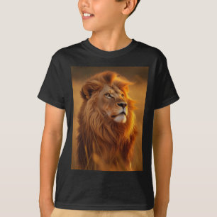 Camiseta Leão Dourado Majestoso ao Pôr do Sol