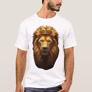 Camiseta Leão Dourado Real com Coroa de Esmeralda