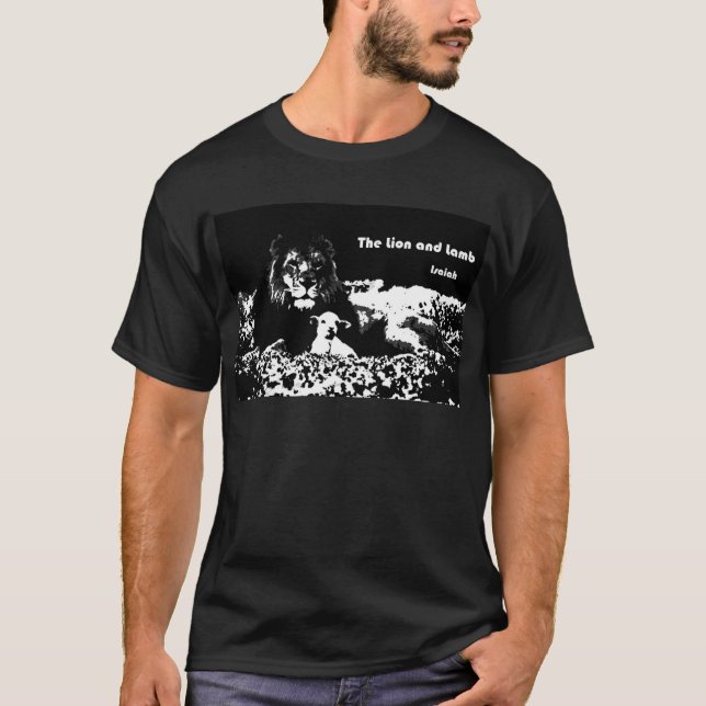 Camiseta Leão e cordeiro preto e branco (Frente)