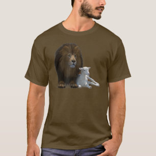 Camiseta Leão E Lamb Atravessam Jesus Cristo YahshuaLion De
