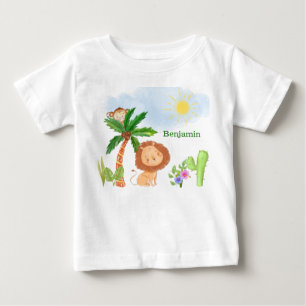 Camiseta Leão e Macaco em Cena Fofa da Selva