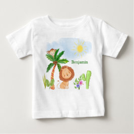 Camiseta Leão e macaco em uma cena fofa da selva