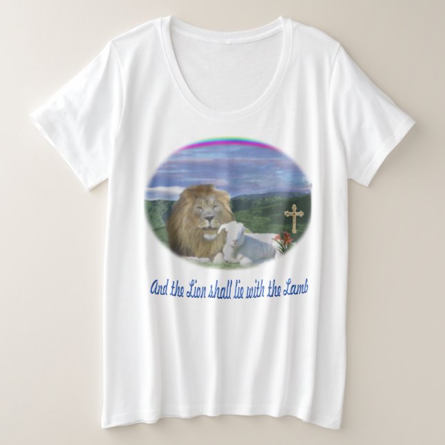 Camiseta Leão e o cordeiro cristão (Frente do Design)