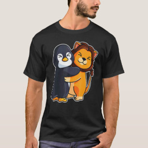 Camiseta Leão E Pinguim - Animais De Corte Para Mulheres Ab