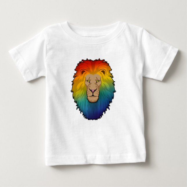 Camiseta Leão em cores arco-íris (Frente)