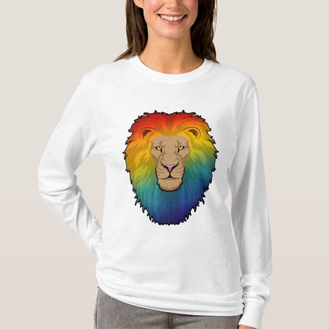 Camiseta Leão em cores arco-íris (Frente)