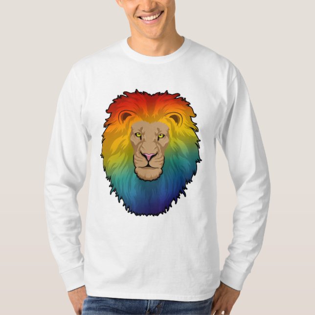 Camiseta Leão em cores arco-íris (Frente)