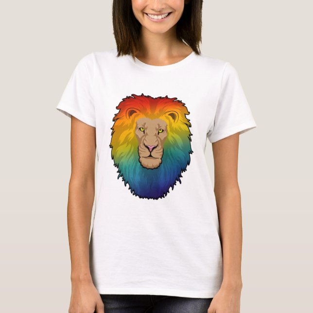 Camiseta Leão em cores arco-íris (Frente)