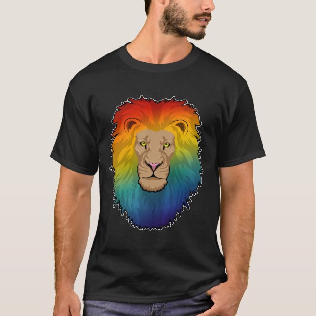 Camiseta Leão em cores arco-íris (Frente)