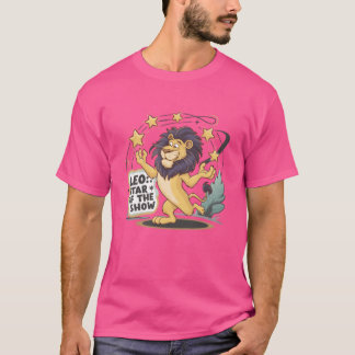 Camiseta Leão Estrela do Show Leão Zodíaco engraçado