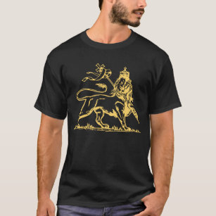 Camiseta Leão etíope da parte traseira de Judah/cruz sobre