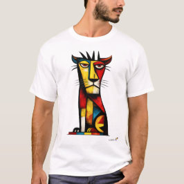 Camiseta Leão Expressionista Abstrato Arte Moderna Geométri
