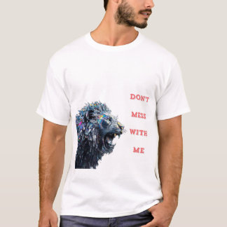 Camiseta Leão feito de vidro quebrado.