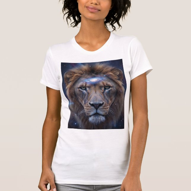 Camiseta Leão Galáctico — Frequência de Coragem Cósmica e P (Frente)