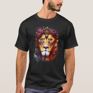 Camiseta Leão Gato Selvagem Colorido Rei Animal da Selva